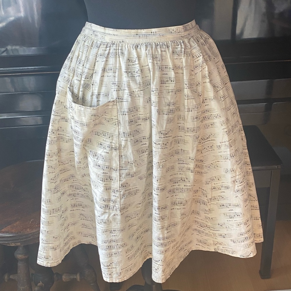 Modcloth Ivory Music-Note Circle Skirt